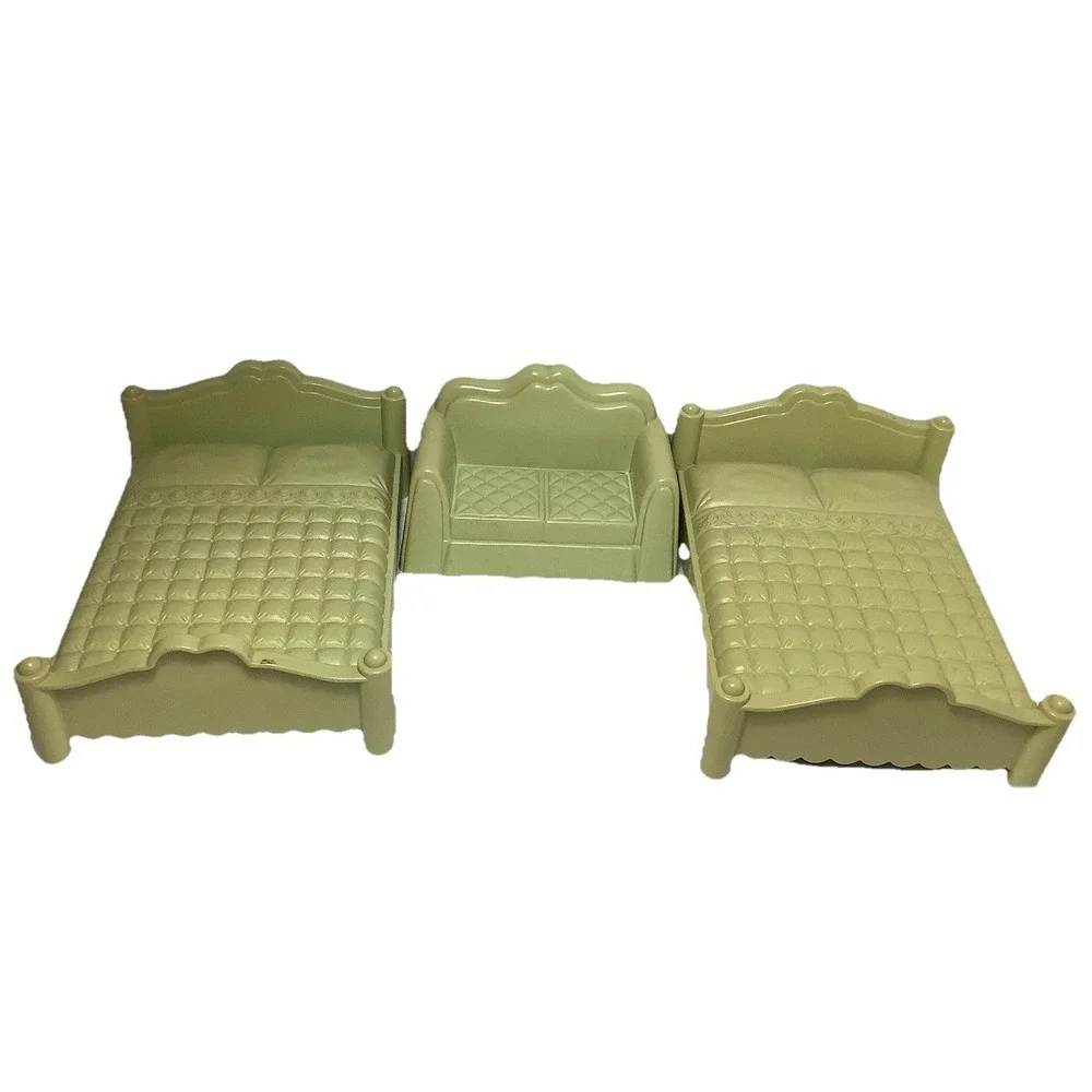 Playskool Vintage Fisher‎ Price 90s Doll House Furniture Couch 2 Beds